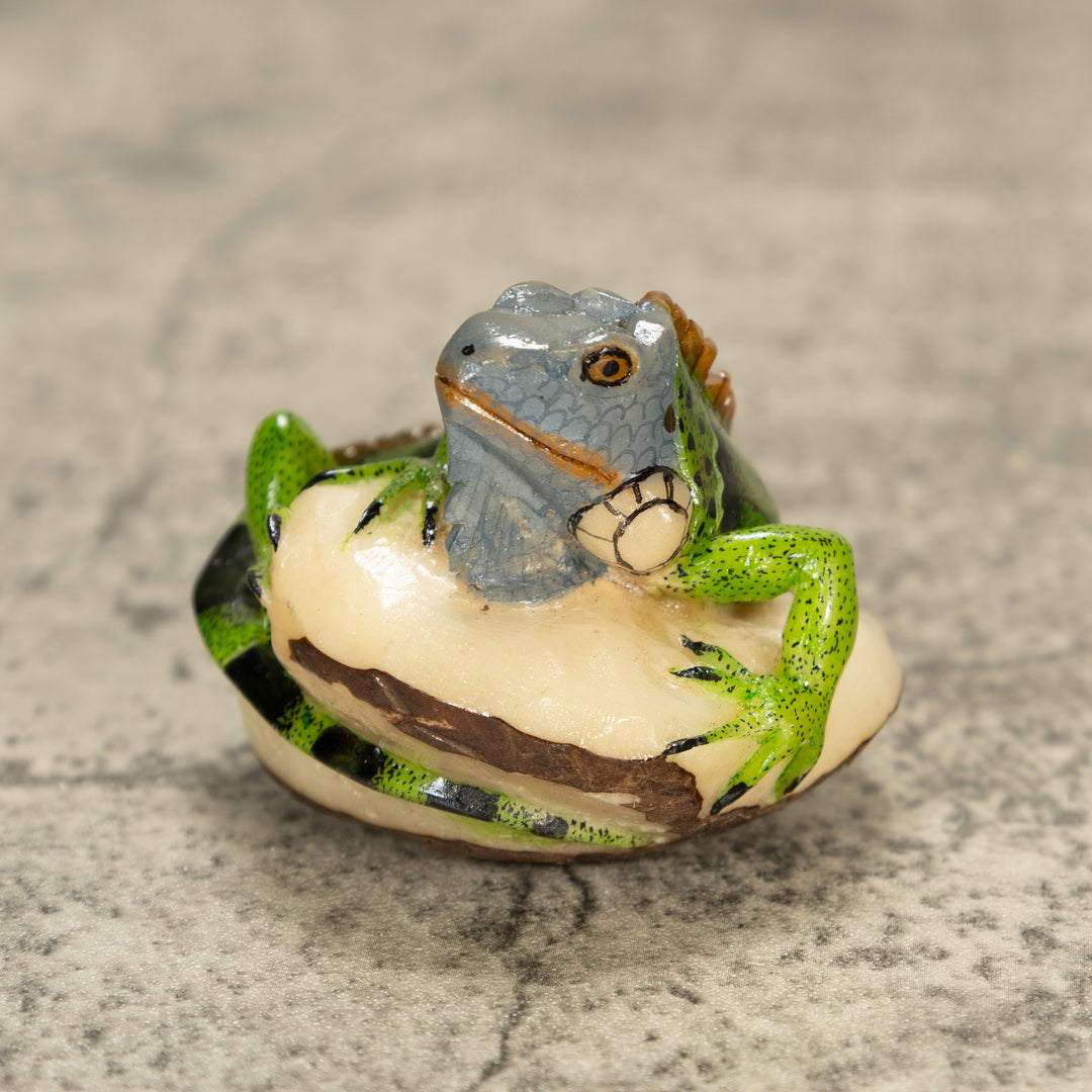 Green Iguana Lizard Tagua Nut Carving
