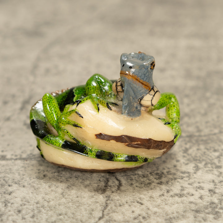 Green Iguana Lizard Tagua Nut Carving