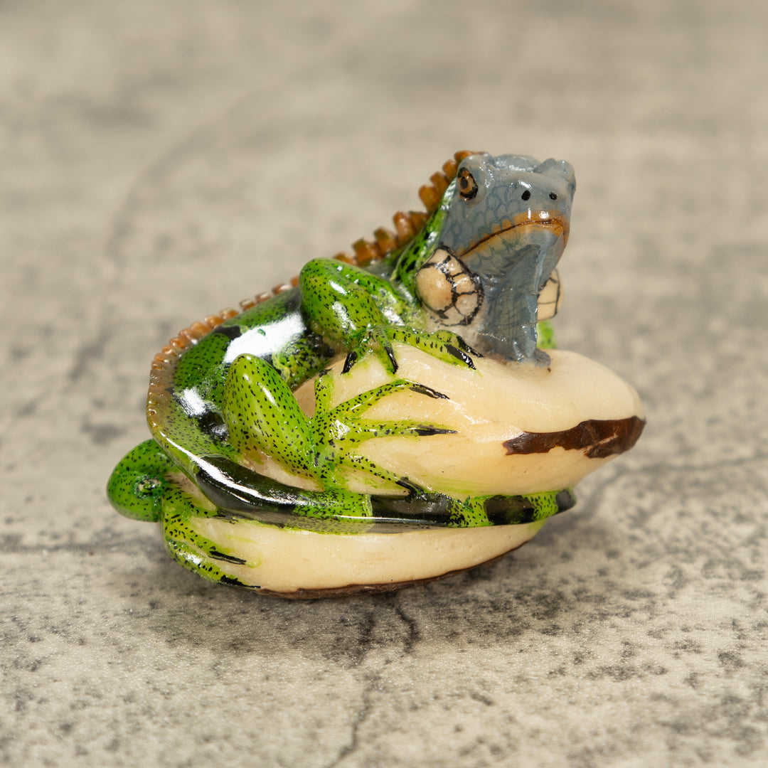 Green Iguana Lizard Tagua Nut Carving