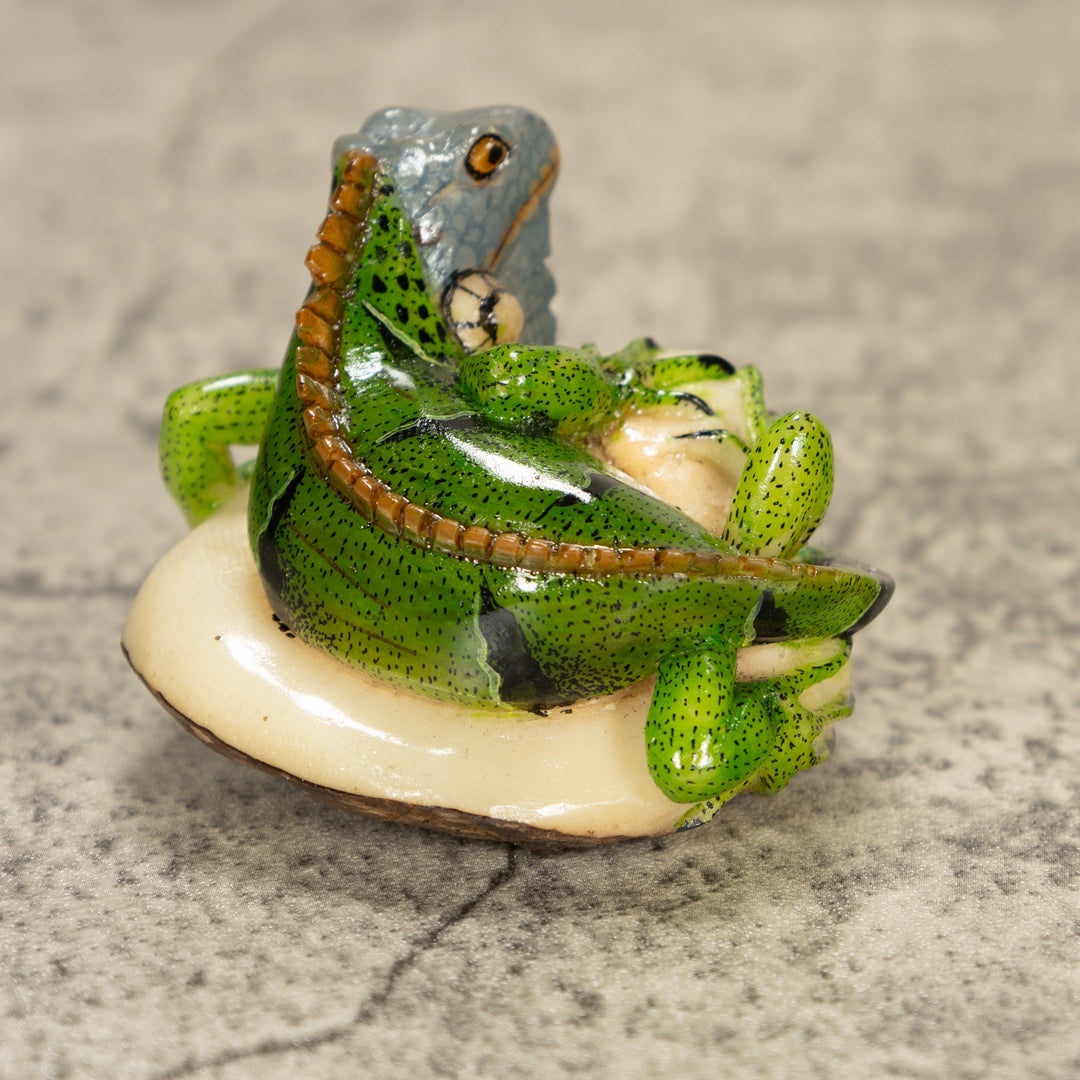 Green Iguana Lizard Tagua Nut Carving