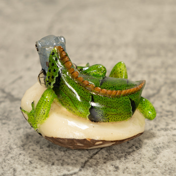 Green Iguana Lizard Tagua Nut Carving