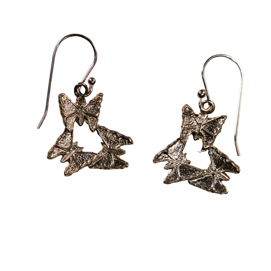 Sterling Silver Triple Butterfly Earrings