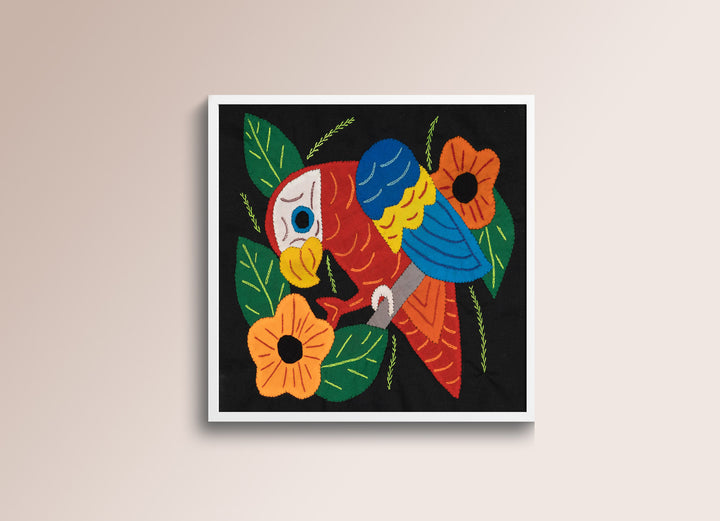 Red Yellow And Blue Parrot with Flower Molita