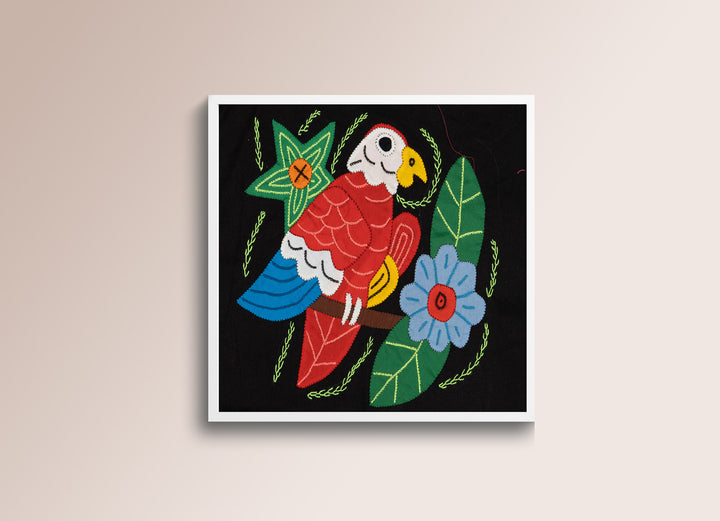 Red White And Blue Parrot with Flower Molita