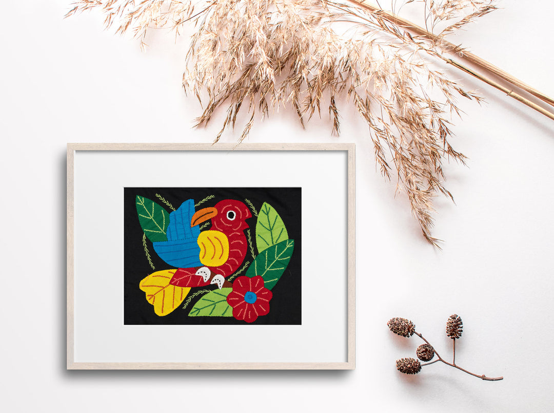 Red Yellow And Blue Bird with Flower Molita
