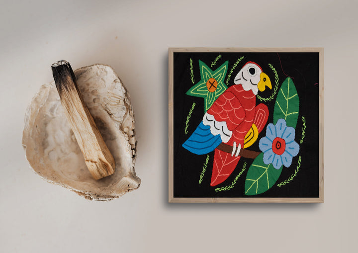 Red White And Blue Parrot with Flower Molita