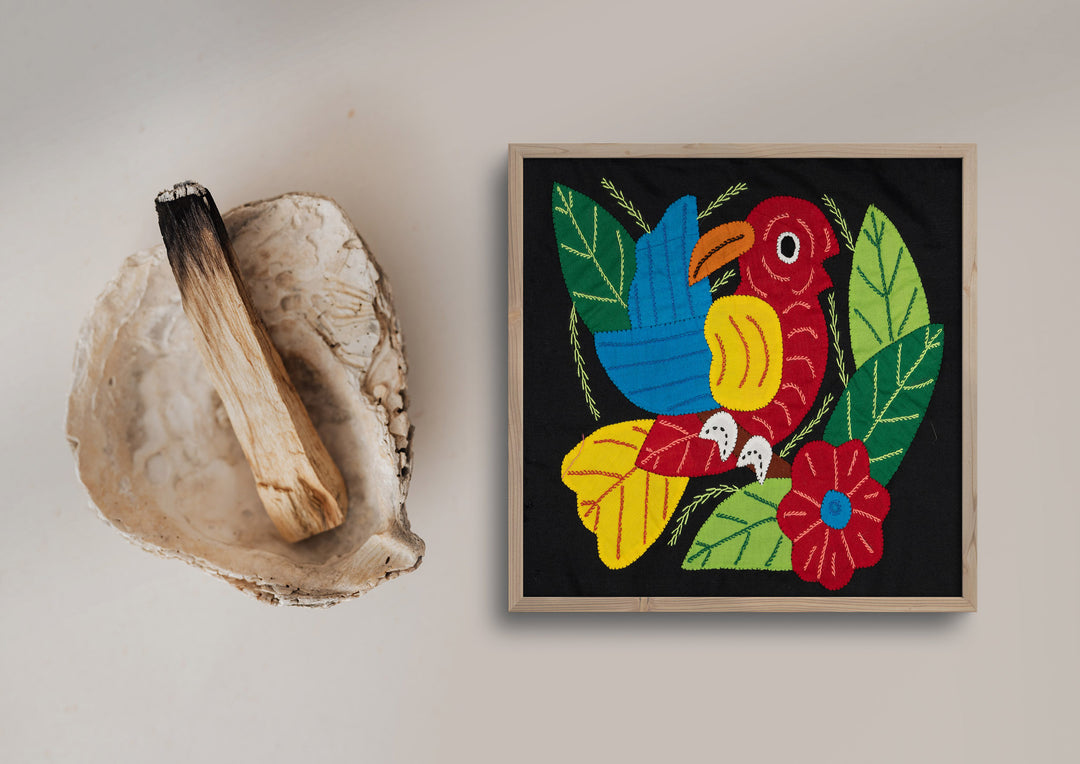 Red Yellow And Blue Bird with Flower Molita