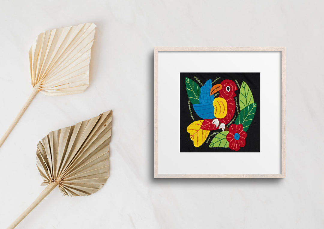 Red Yellow And Blue Bird with Flower Molita