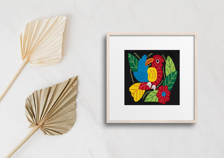 Red Yellow And Blue Bird with Flower Molita