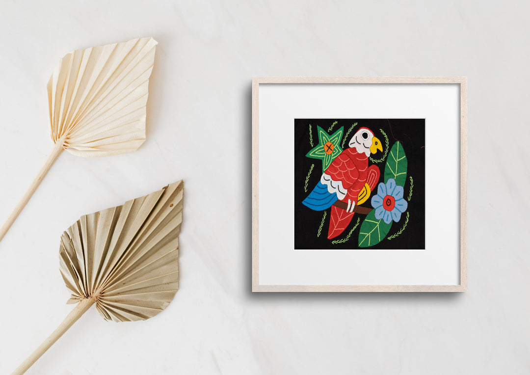 Red White And Blue Parrot with Flower Molita