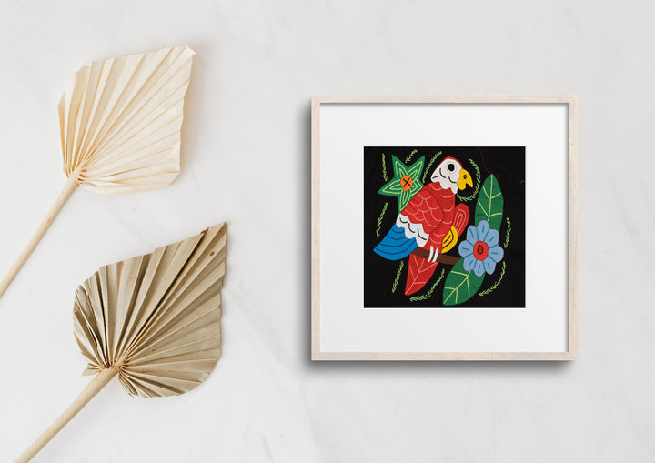 Red White And Blue Parrot with Flower Molita