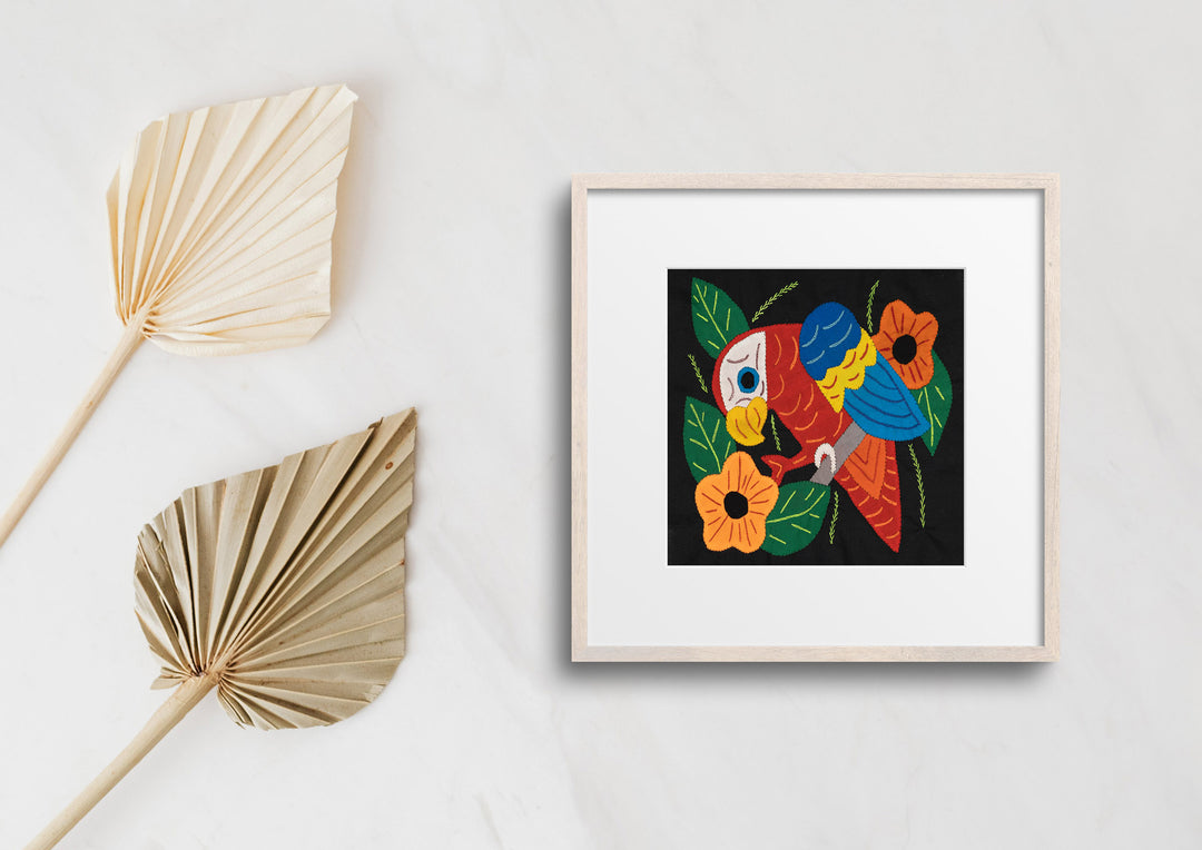 Red Yellow And Blue Parrot with Flower Molita