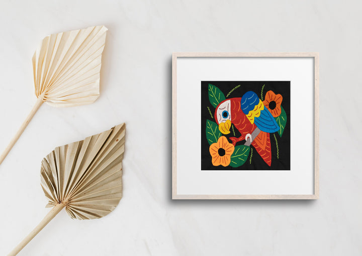 Red Yellow And Blue Parrot with Flower Molita
