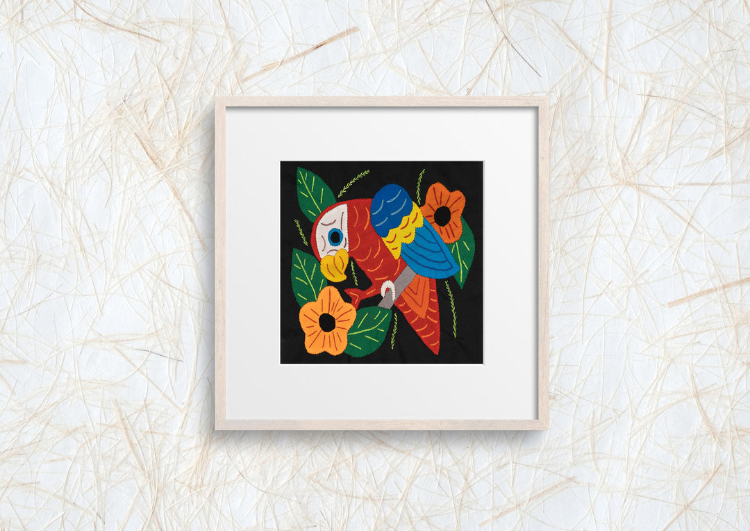 Red Yellow And Blue Parrot with Flower Molita