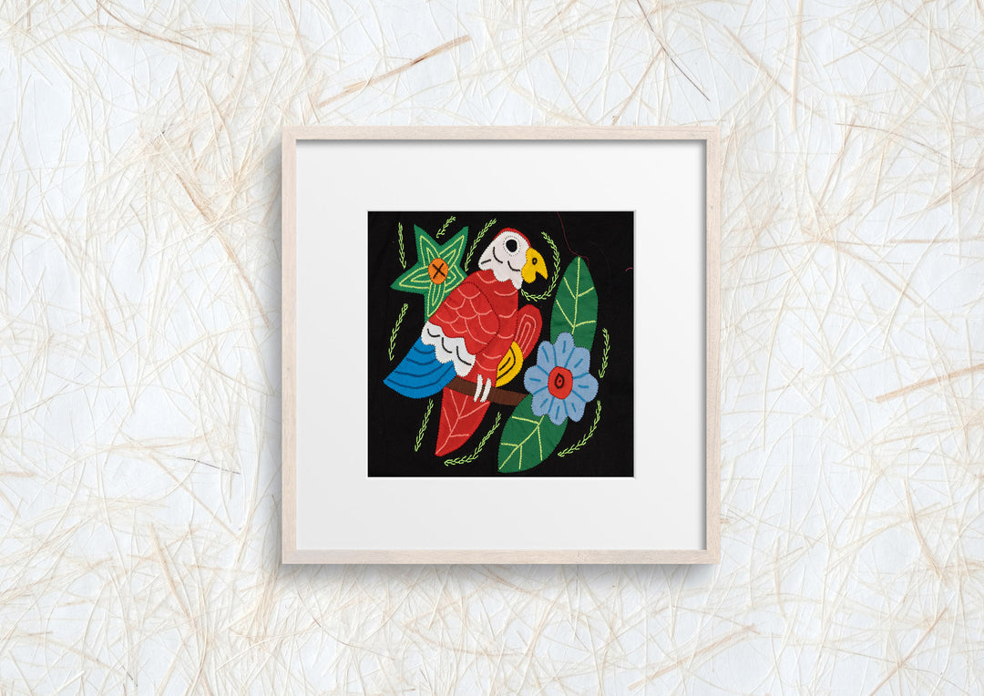 Red White And Blue Parrot with Flower Molita