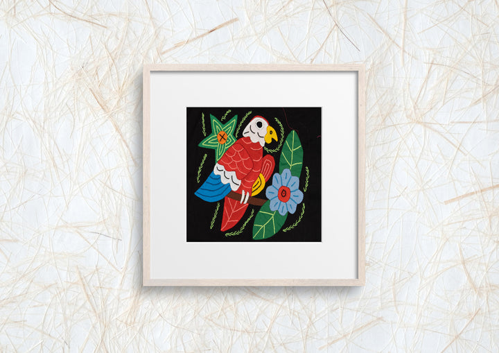 Red White And Blue Parrot with Flower Molita