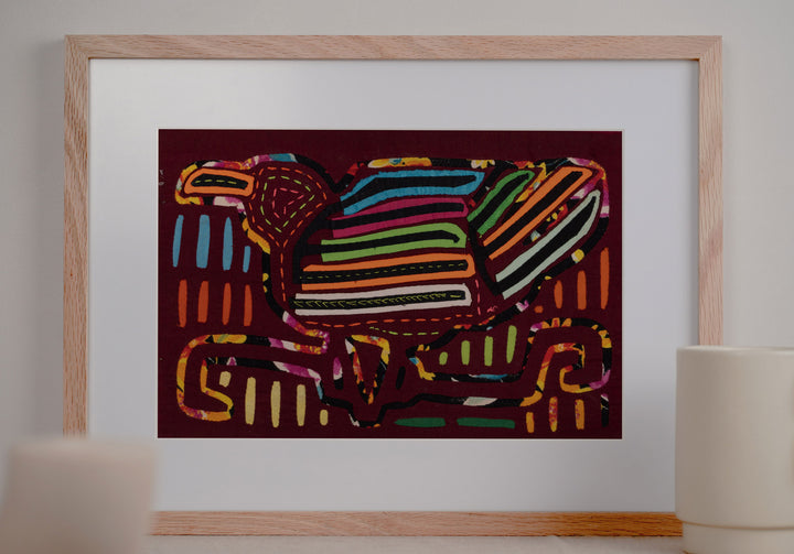 Red Robin Bird with Rainbow Wings Mola