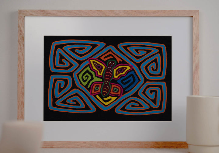 Orange Blue Butterfly Maze Mola