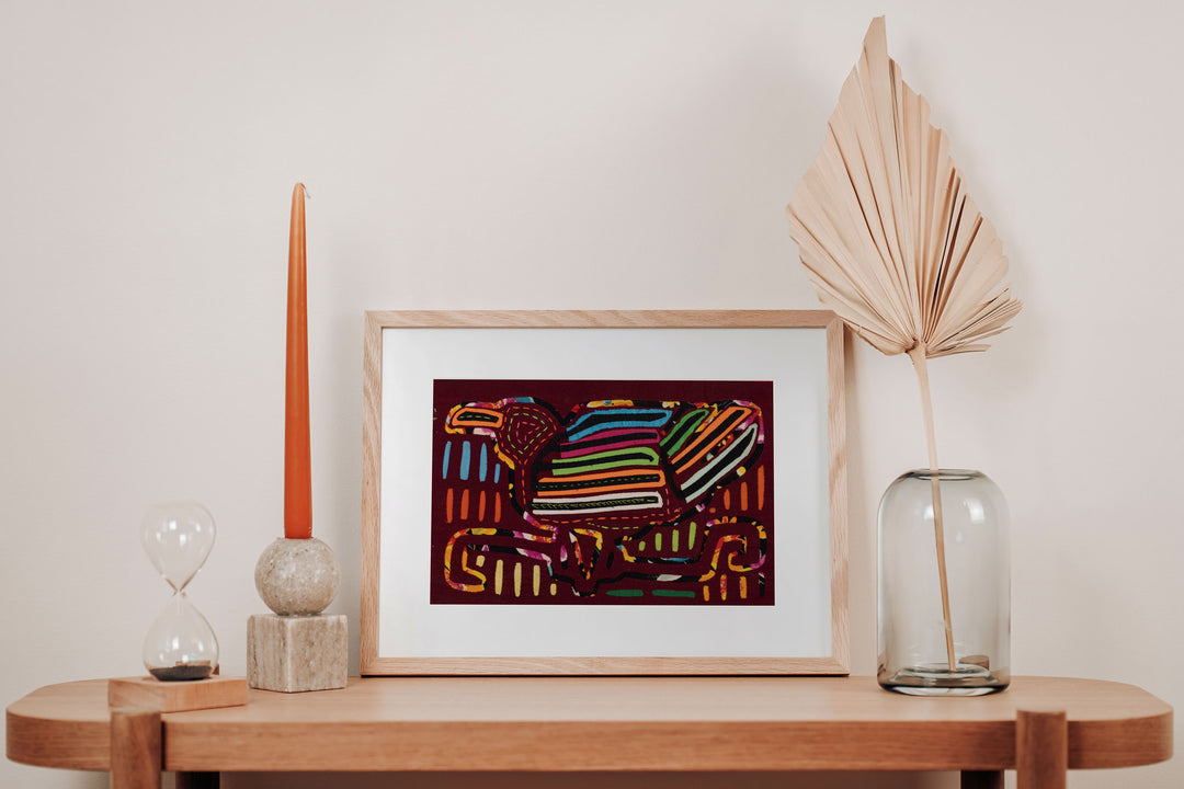 Red Robin Bird with Rainbow Wings Mola