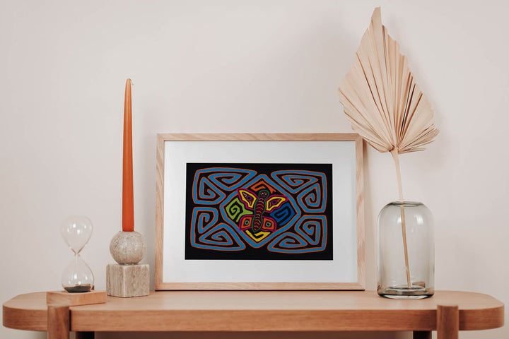 Orange Blue Butterfly Maze Mola