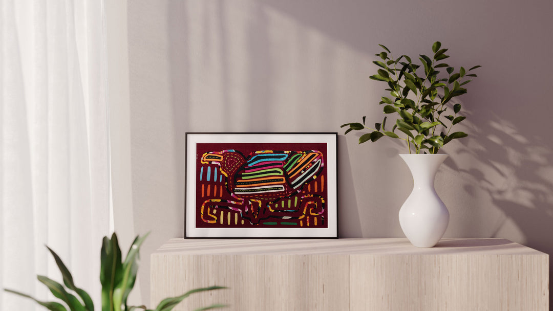 Red Robin Bird with Rainbow Wings Mola