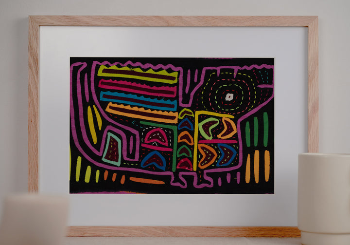 Vintage Black and Purple Puppy Dog Mola