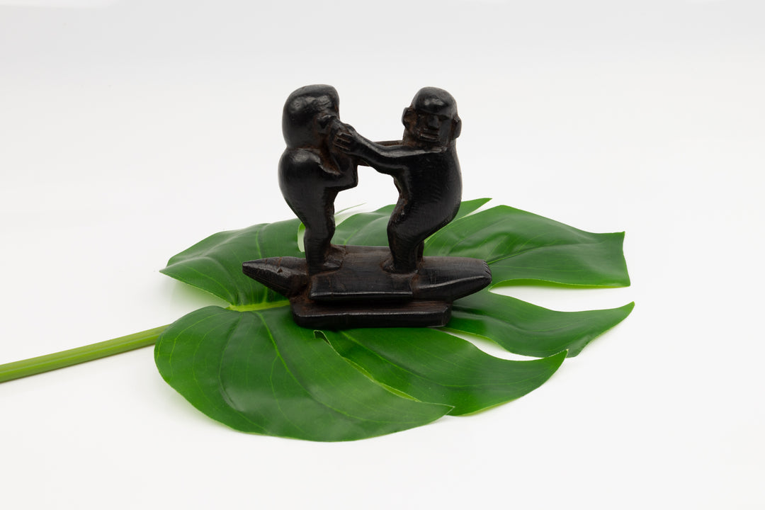 Hand Carved Cocobolo Wood Turtle Surfing Sculpture