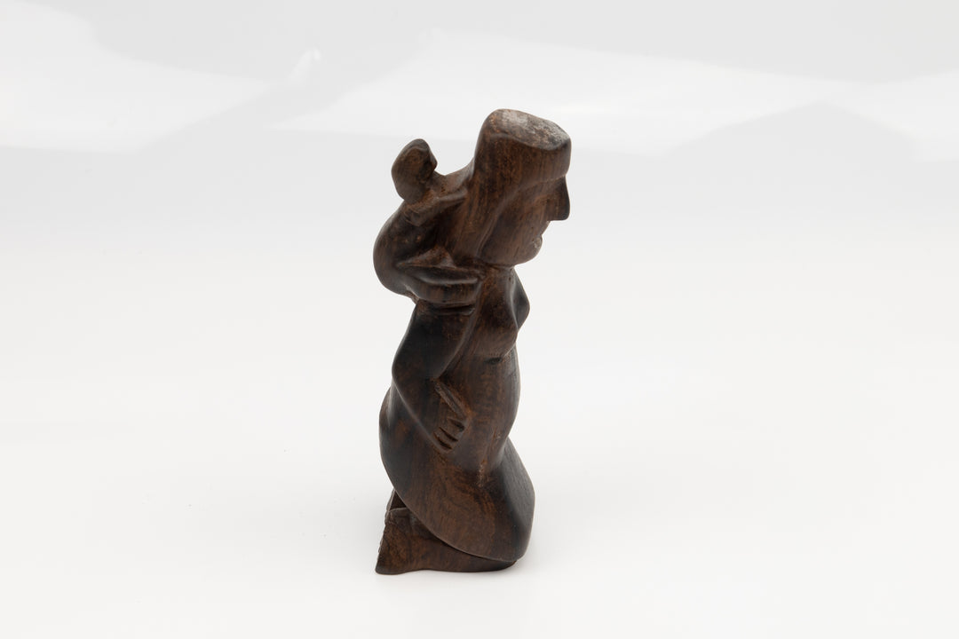 Hand Carved Cocobolo Wood Sloth Piggyback Sculpture