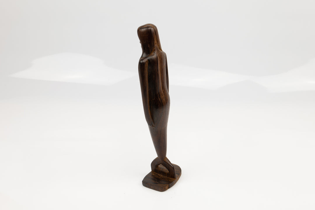 Hand Carved Cocobolo Wood Mermaid Sculpture