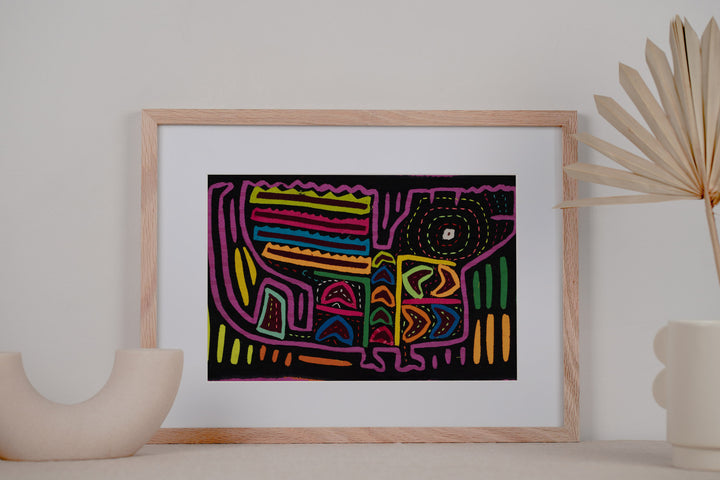 Vintage Black and Purple Puppy Dog Mola