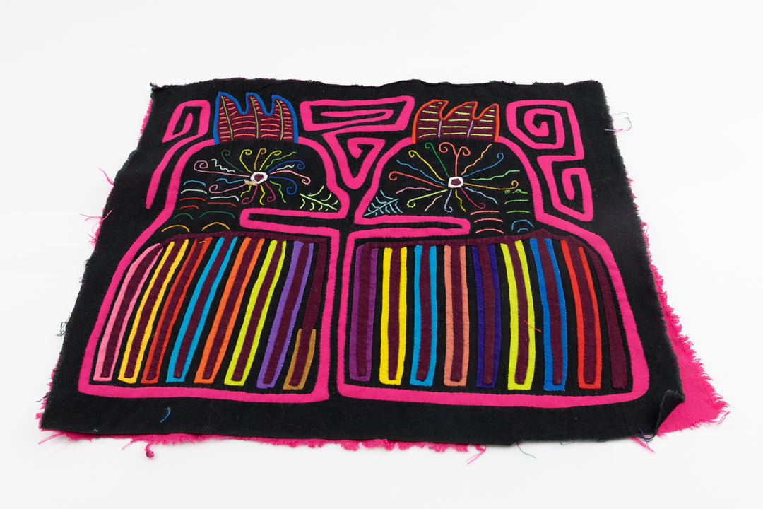 Kuna Indian Hand Sewn Pink Partridge Mola Panama