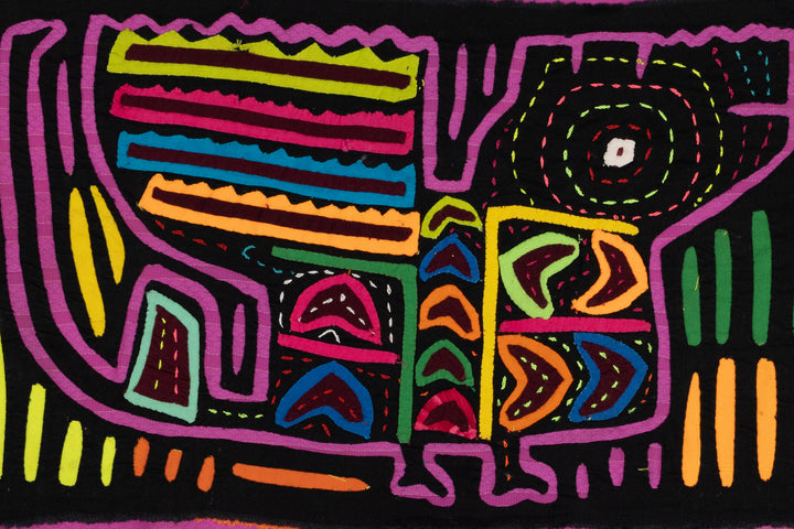 Vintage Black and Purple Puppy Dog Mola