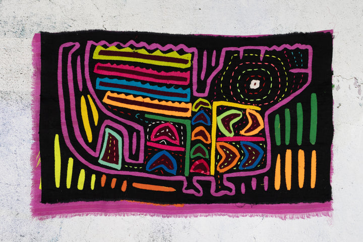 Vintage Black and Purple Puppy Dog Mola