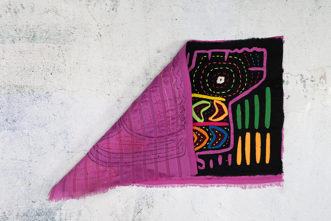 Vintage Black and Purple Puppy Dog Mola