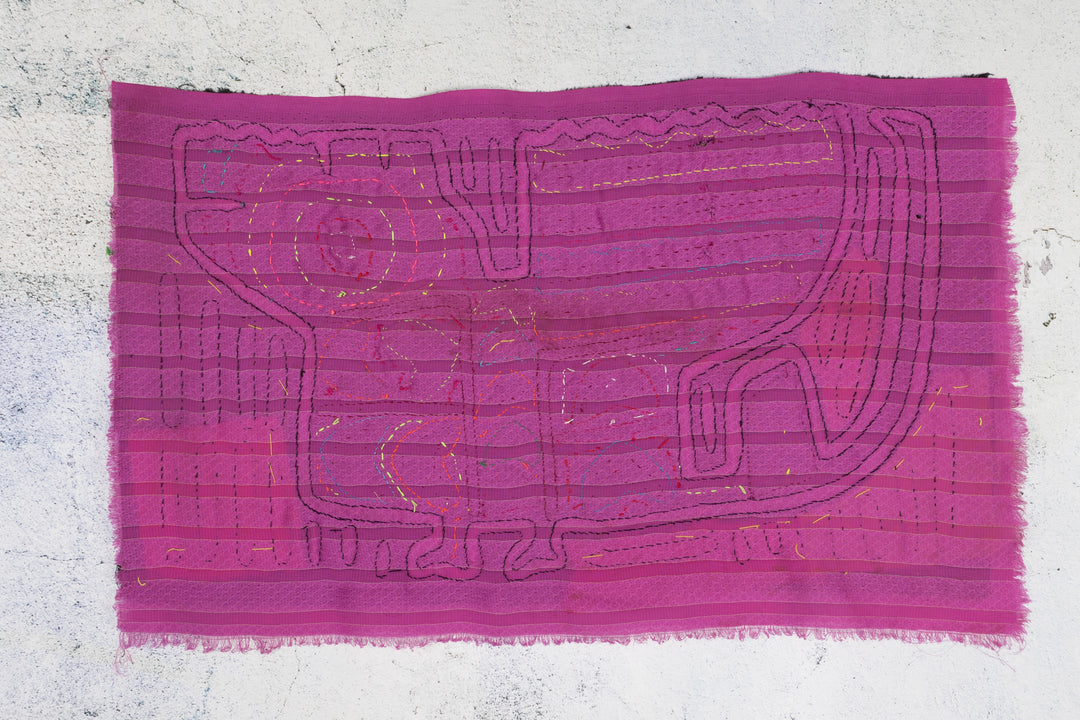 Vintage Black and Purple Puppy Dog Mola