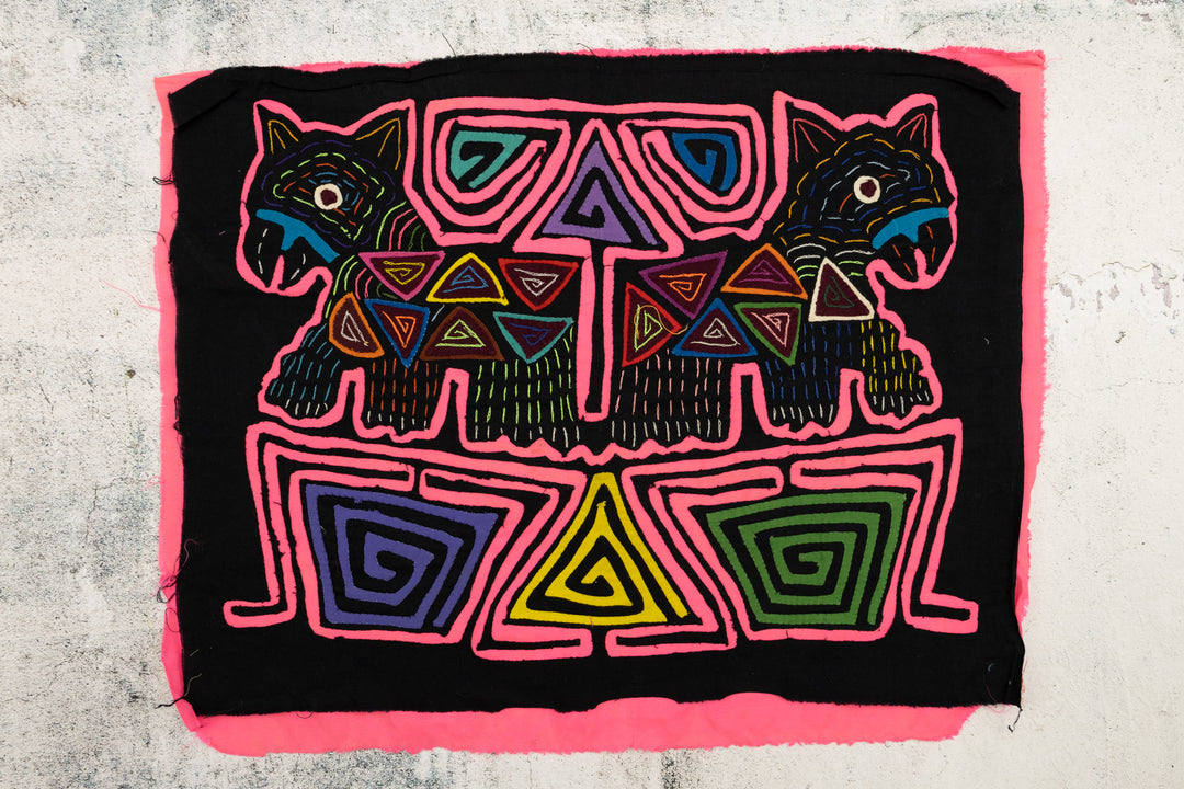 Pink Puppy Dog Panama Mola