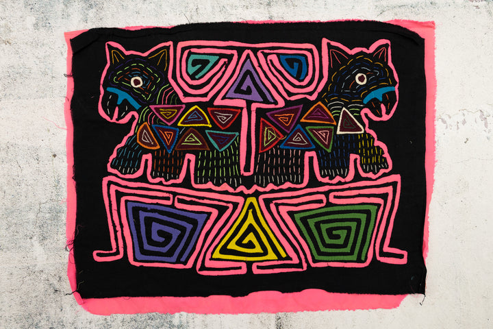 Pink Puppy Dog Panama Mola