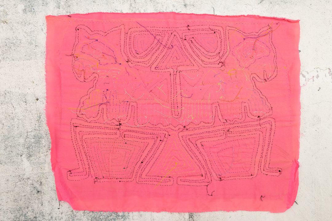 Pink Puppy Dog Panama Mola
