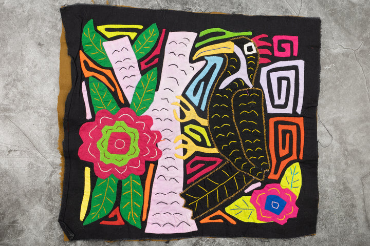 Black Bird Tree and Flower Mola