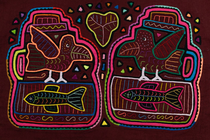 Bird Fish Jar Panama Mola