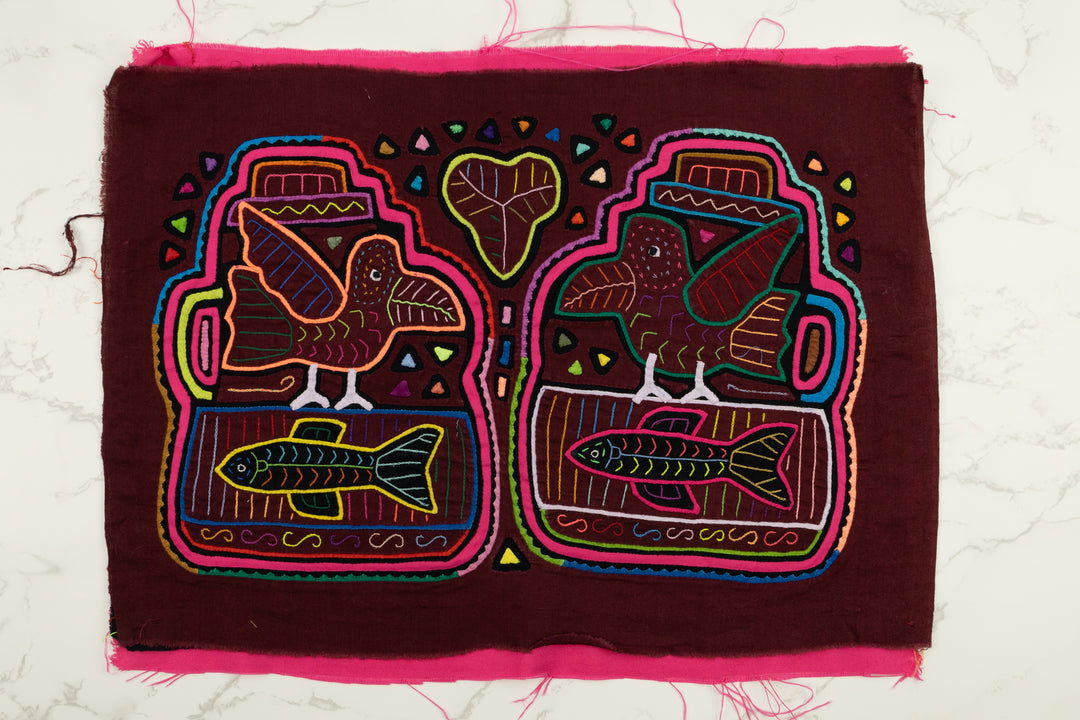 Bird Fish Jar Panama Mola