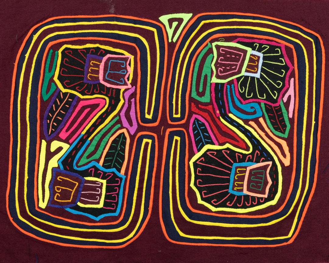 Fancy Swan Lake Mola, Wall Decor, Panama Mola, Latin American Art, Handmade Quilt, Wall Hanging, Mola Wall Art