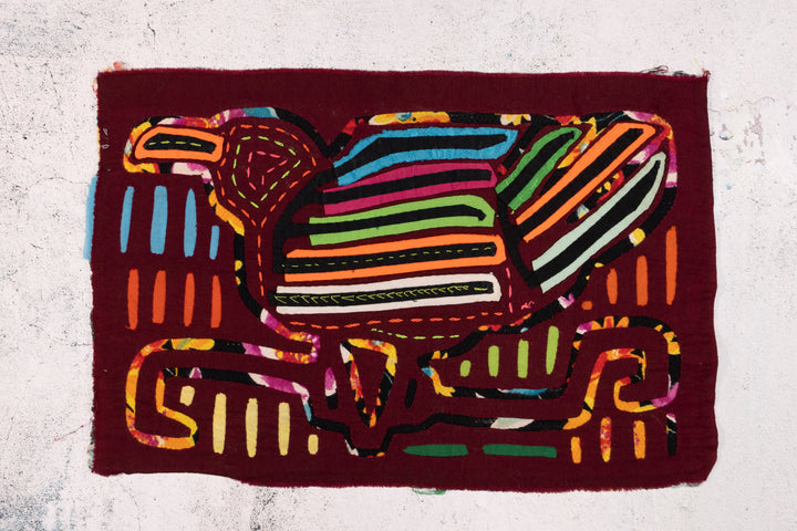 Red Robin Bird with Rainbow Wings Mola