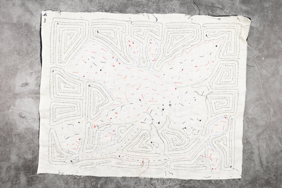 Blue Owl Bird Mola, Wall Decor, Panama Mola, Latin American Art, Handmade Quilt, Wall Hanging, Mola Wall Art