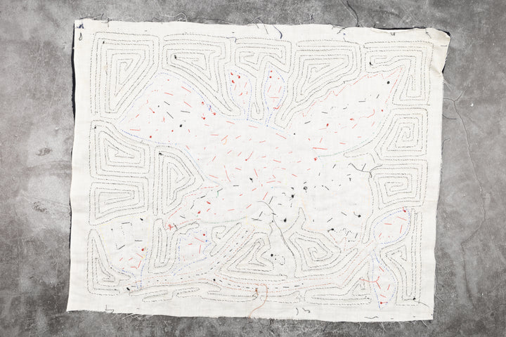 Blue Owl Bird Mola, Wall Decor, Panama Mola, Latin American Art, Handmade Quilt, Wall Hanging, Mola Wall Art