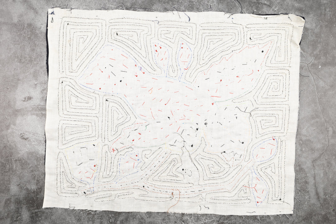 Blue Owl Bird Mola, Wall Decor, Panama Mola, Latin American Art, Handmade Quilt, Wall Hanging, Mola Wall Art