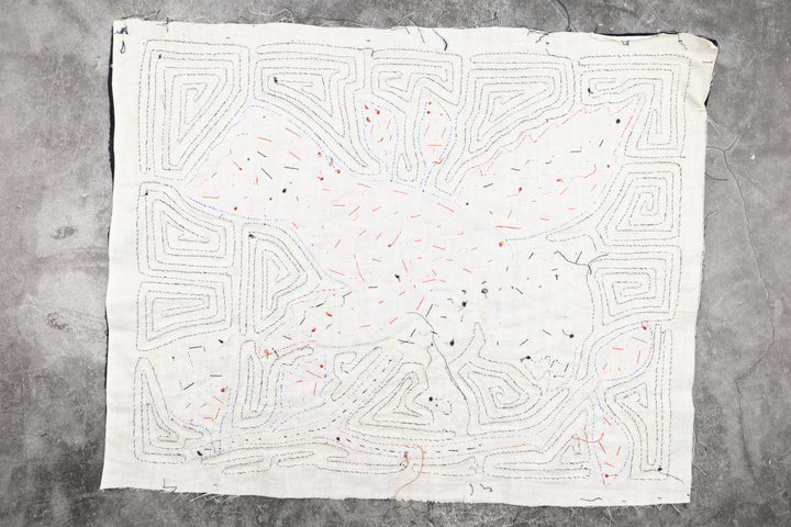 Blue Owl Bird Mola, Wall Decor, Panama Mola, Latin American Art, Handmade Quilt, Wall Hanging, Mola Wall Art