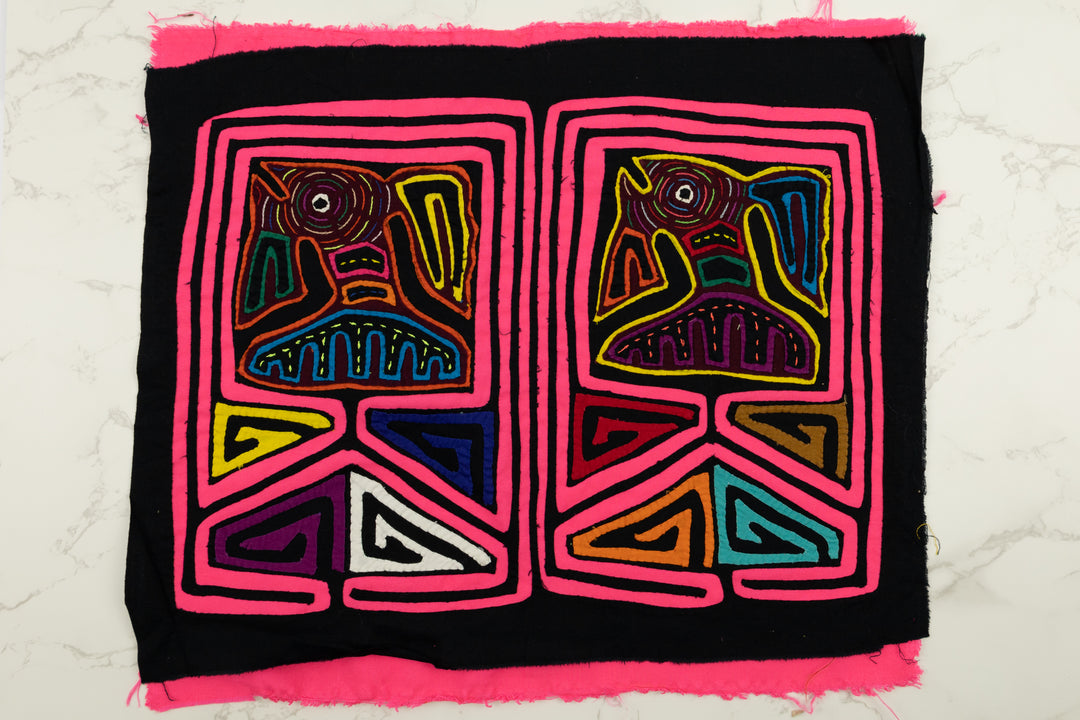 Handmade Pink Guppies Panama Mola