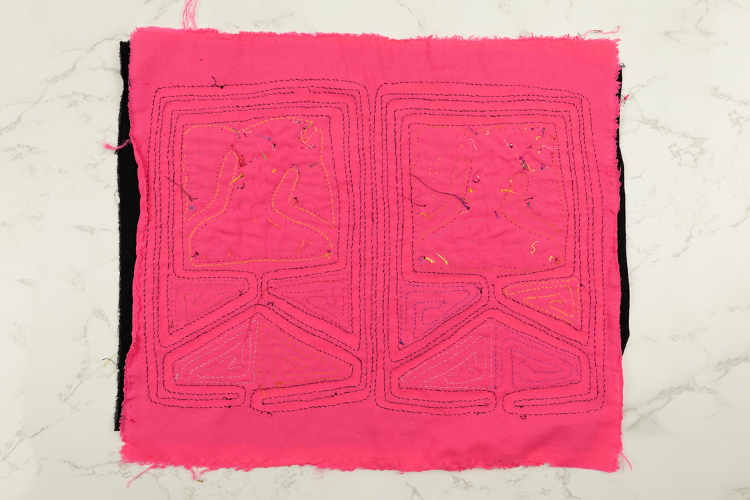 Handmade Pink Guppies Panama Mola