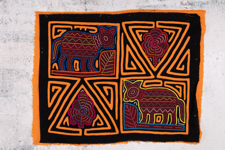 Orange Black Puppy Dog Flower Two Mola